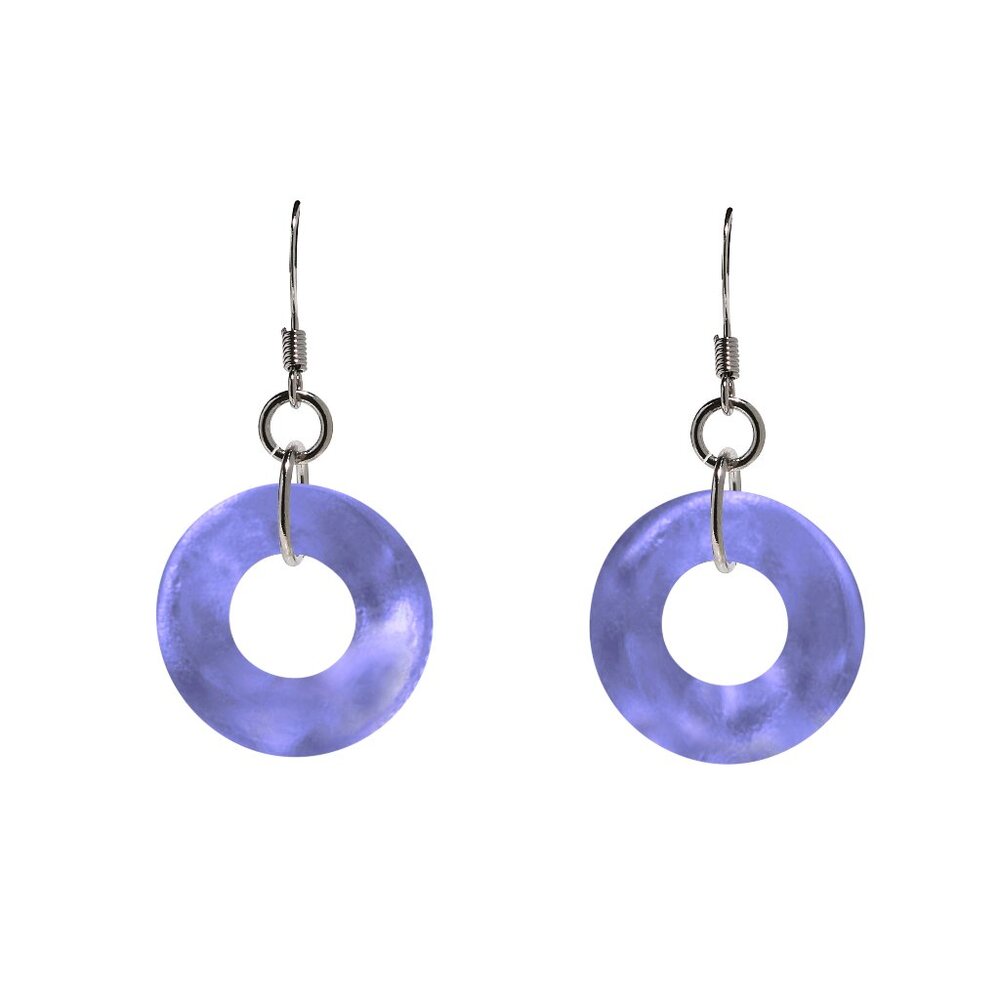 Recycled Early 1900's Amethyst Bottle Glass Hoop Earrings